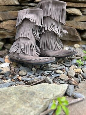 Minnetonka Fringe Suede Mid-Calf Boots